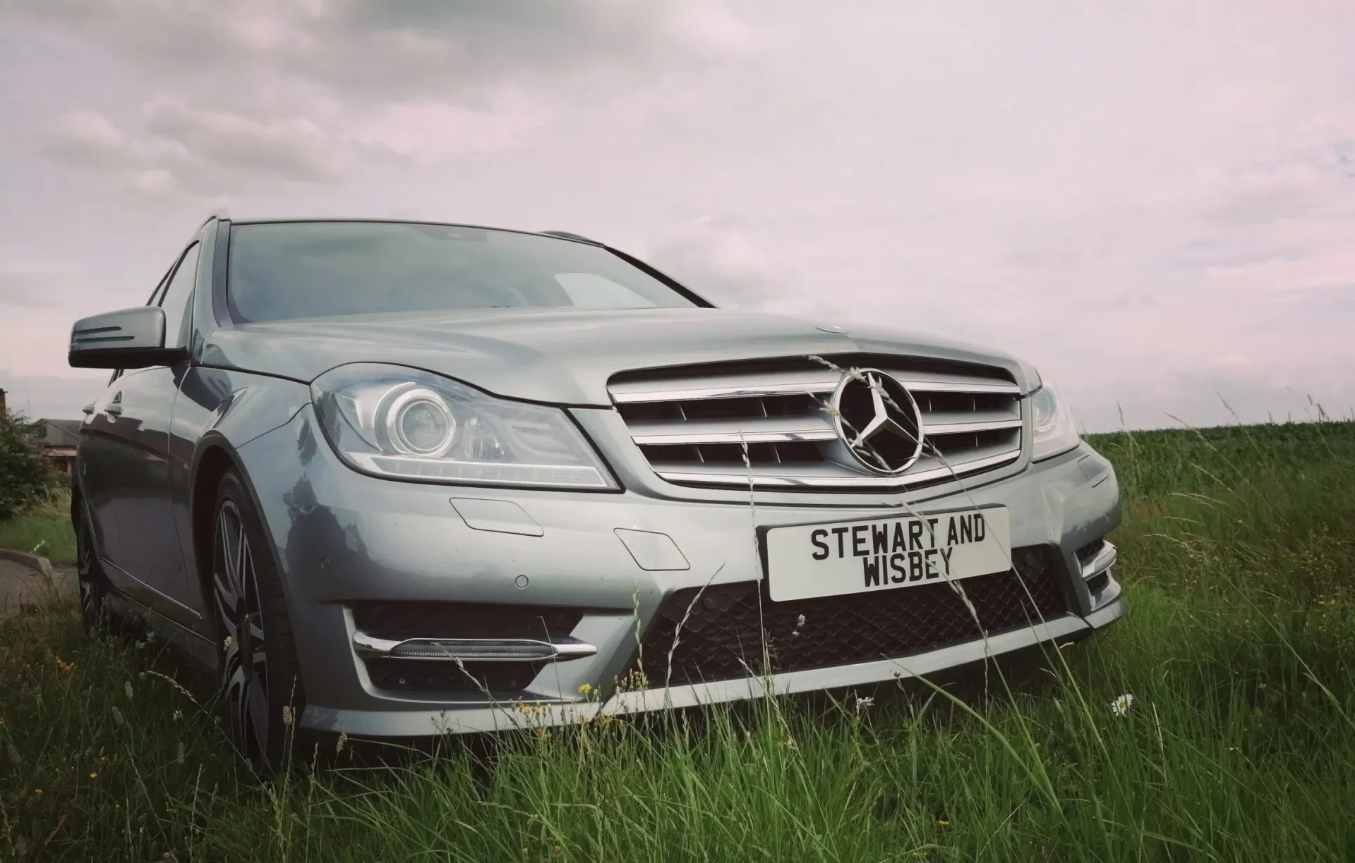 Mercedes-Benz car in a Cambridgeshire field